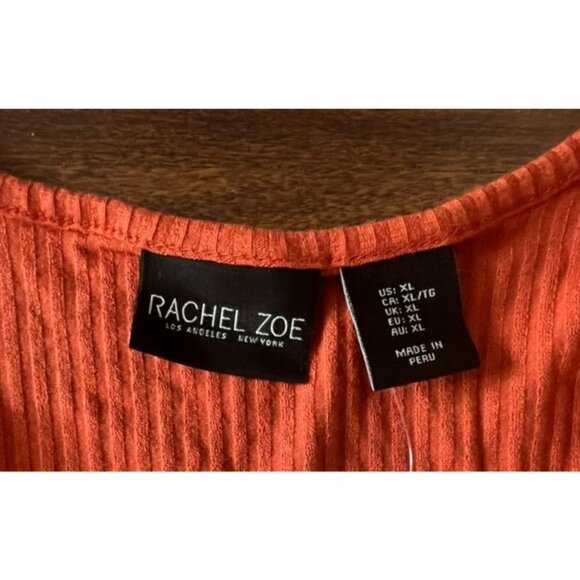 Rachel Zoe Ribbed Tank Top NWT Women’s XL Orange Coral Square Neck Stretch - Picture 2 of 4